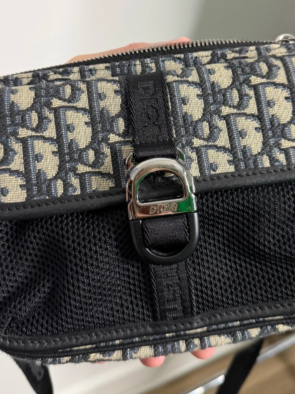 Dior Oblique Messenger Pouch / Crossbody Bag (Beige/Black)